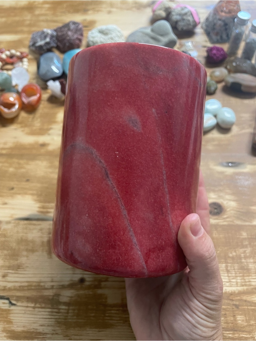 Solid stone. Red marble cutlery crock. - Picture 3 of 8